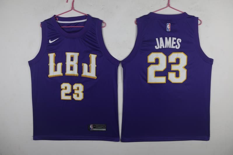 Men Los Angeles Lakers #23 James Purple Game Nike NBA Jerseys